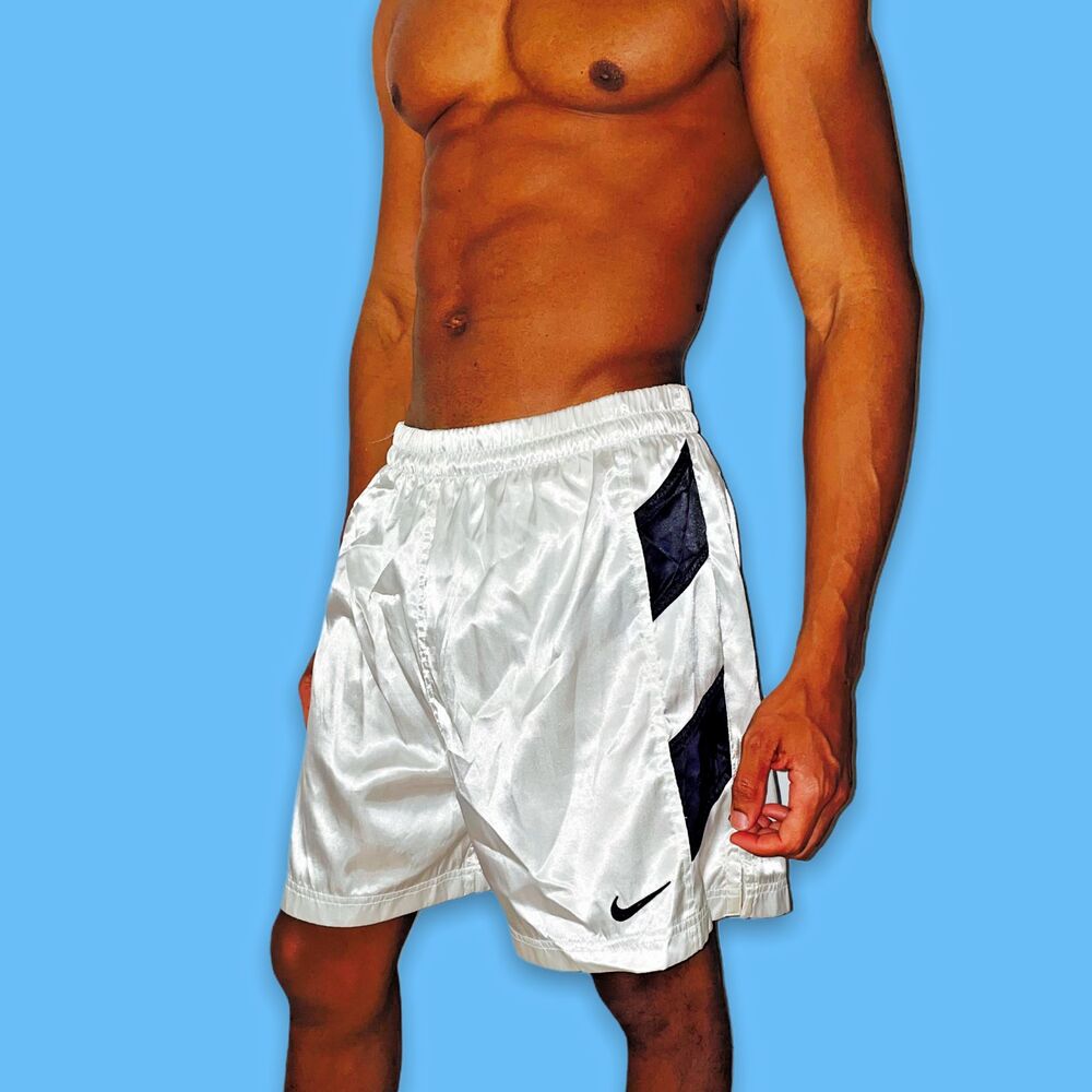 Nike 90s Super Rare Vintage America Satin Nylon Soccer Shorts White Blk M